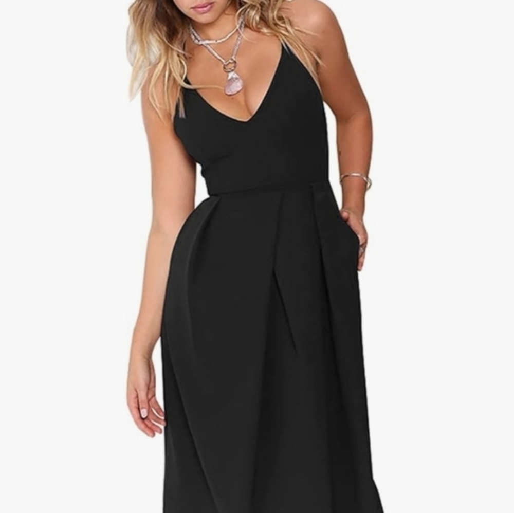 Elegant Black Spaghetti Strap Dress